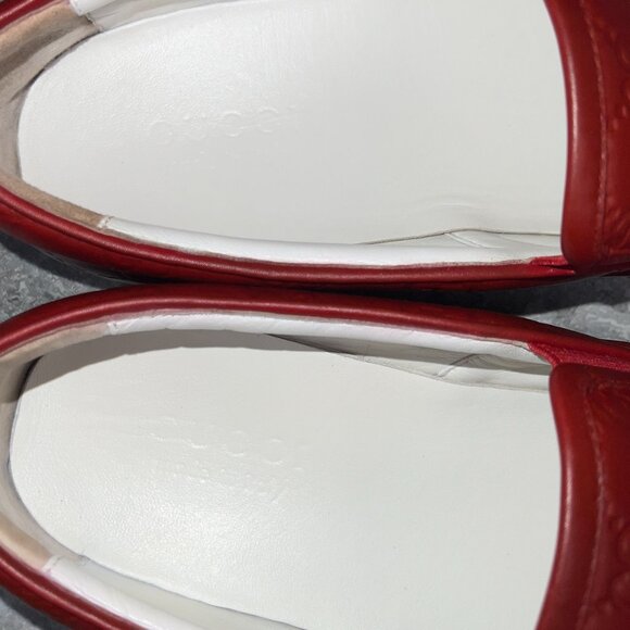 Gucci Slipon GG Monogram Embossed Red Leather 11 G or 11.5 US or 45 EUR - Picture 9 of 12